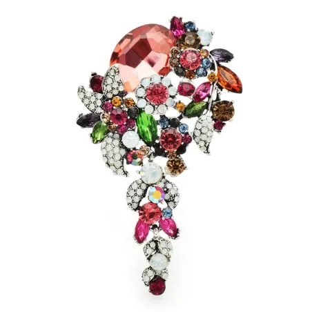Broche élégante avec des fleurs en cristal