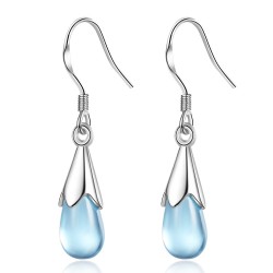 Blue glass water drops - sterling silver earringsEarrings