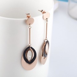 Rose gold long earrings - triple oval circlesEarrings