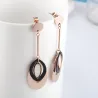 Boucles d'oreilles longues or rose - triple cercles ovales