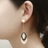 Boucles d'oreilles longues or rose - triple cercles ovales