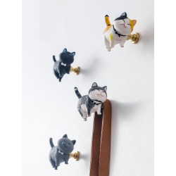 Poignées de meubles décoratives - crochets muraux - en forme de chat