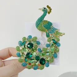Broche paon en cristal