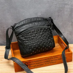 Leather shoulder bag - with rivetsBags