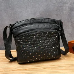 Leather shoulder bag - with rivetsBags