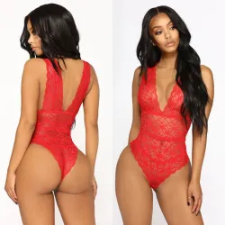 Body sexy en dentelle - sans manches - string