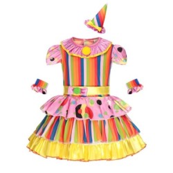 Robe de clown - costume - rayures colorées / pois