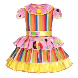 Robe de clown - costume - rayures colorées / pois