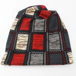 2 en 1 - bonnet / écharpe d'hiver - design à carreaux - unisexe