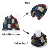 2 en 1 - bonnet / écharpe d'hiver - design à carreaux - unisexe