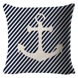 Housse de coussin bleu déco - océan / bateau / gouvernail - 40cm * 40cm