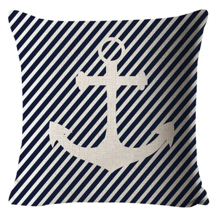 Housse de coussin bleu déco - océan / bateau / gouvernail - 40cm * 40cm
