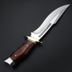 Military short knife - titanium alloy / wood