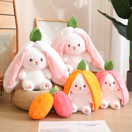 Peluche lapin blanc - coussin avec fermeture éclair - jouet