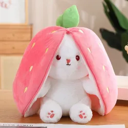 Peluche lapin blanc - coussin avec fermeture éclair - jouet