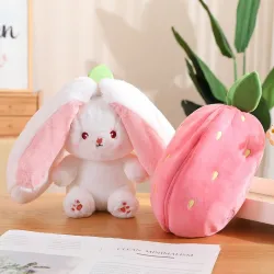 Peluche lapin blanc - coussin avec fermeture éclair - jouet