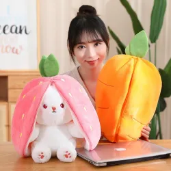 Peluche lapin blanc - coussin avec fermeture éclair - jouet