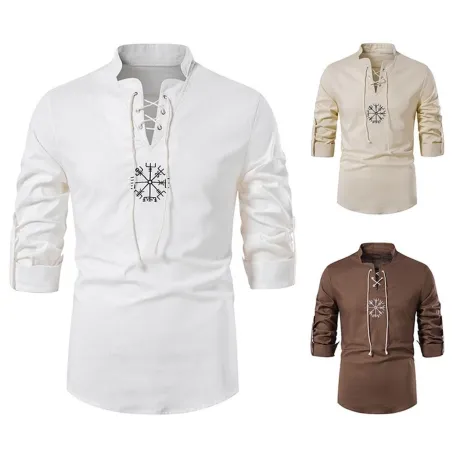 Chemise en coton à manches longues - avec col montant