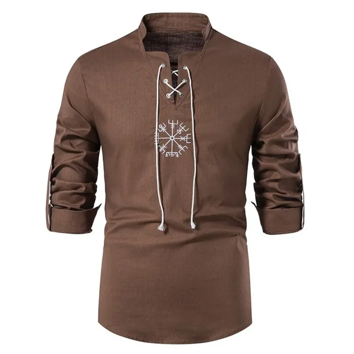 Chemise en coton à manches longues - avec col montant