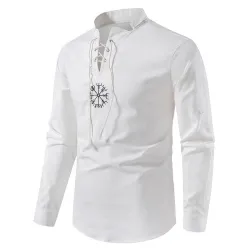 Long sleeve cotton shirt - with stand-up collarT-shirts