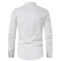 Long sleeve cotton shirt - with stand-up collarT-shirts