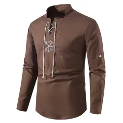 Chemise en coton à manches longues - avec col montant