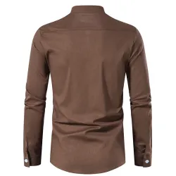 Chemise en coton à manches longues - avec col montant