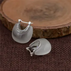 Moon shaped earrings - opal - 925 sterling silverEarrings