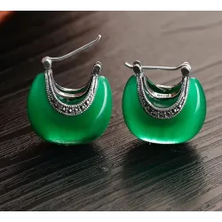 Boucles d'oreilles en forme de lune - opale - argent sterling 925