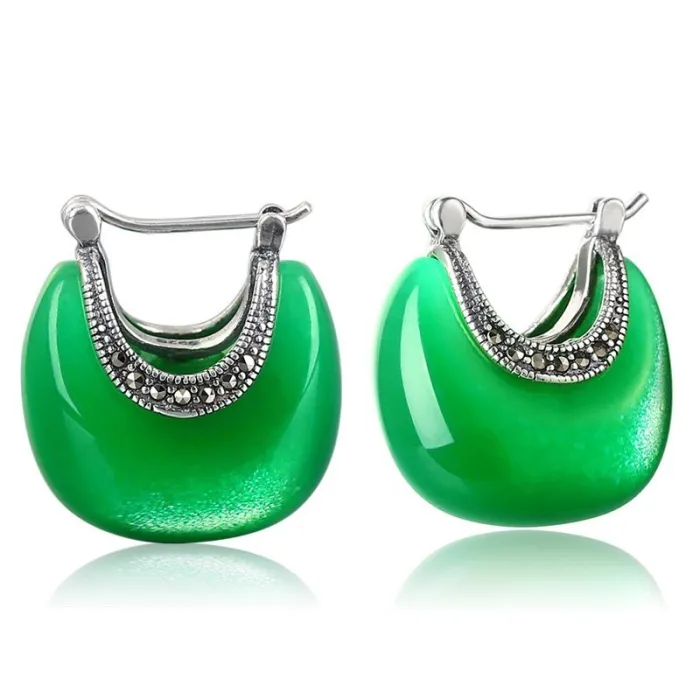 Boucles d'oreilles en forme de lune - opale - argent sterling 925