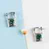Fermoir argent / coeur cristal vert - boucles d'oreilles argent