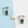 Silver lock / green crystal heart - silver earringsEarrings
