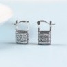 Silver lock / green crystal heart - silver earringsEarrings