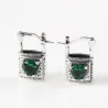 Fermoir argent / coeur cristal vert - boucles d'oreilles argent