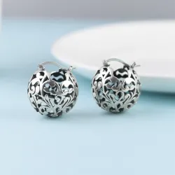 Boule évidée - boucles d'oreilles en argent