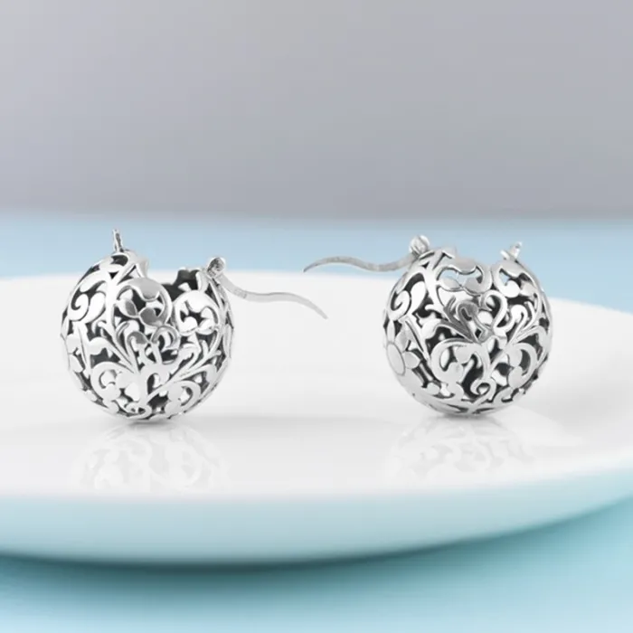 Boule évidée - boucles d'oreilles en argent