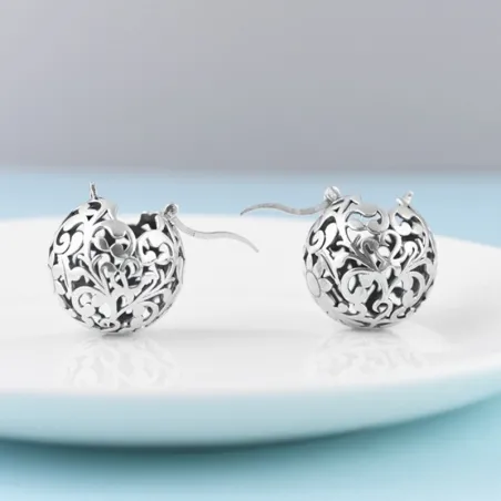 Hollow-out ball - silver earringsEarrings