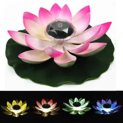 Fleur à énergie solaire - forme de lotus - LED - décoration flottante fontaine / bassin