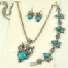 Ensemble de bijoux vintage avec hiboux - boucles d'oreilles / collier / bracelet