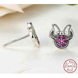 Bow / crystals - 925 sterling silver earringsEarrings