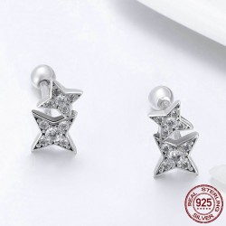 Double crystal stars - silver earringsEarrings