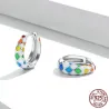 Boucles d'oreilles créoles arc-en-ciel - argent sterling 925