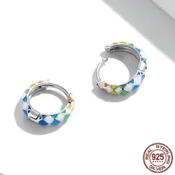 Boucles d'oreilles créoles arc-en-ciel - argent sterling 925