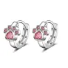 Boucles d'oreilles créoles en argent - motif patte de chat en cristal