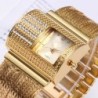 Montre à quartz de luxe avec cristaux - bracelet large en or