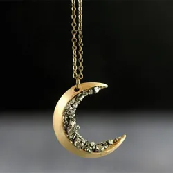 Crescent moon pendant with necklace - crushed crystalsNecklaces