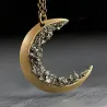 Crescent moon pendant with necklace - crushed crystalsNecklaces