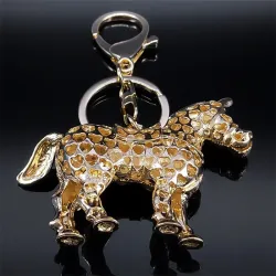 Cheval de cristal - porte-clés doré