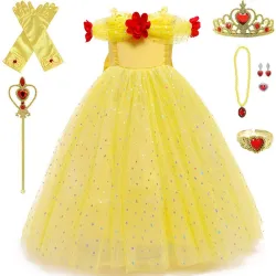 Robe élégante à épaules dénudées - Déguisement fille jaune