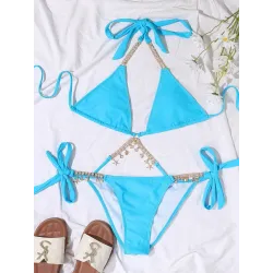 Sexy bikini set - with crystal / metal decorationsBeachwear